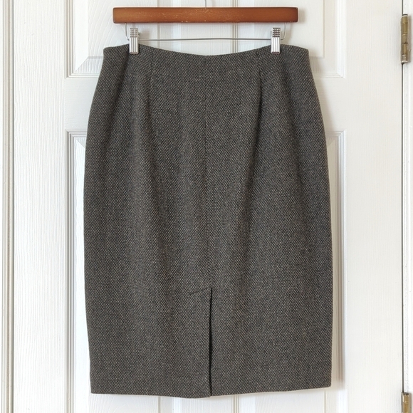 Lauren Ralph Lauren Wool Blend Knit Mid Waist Straight Knee Length Skirt Gray 8 - Picture 10 of 12